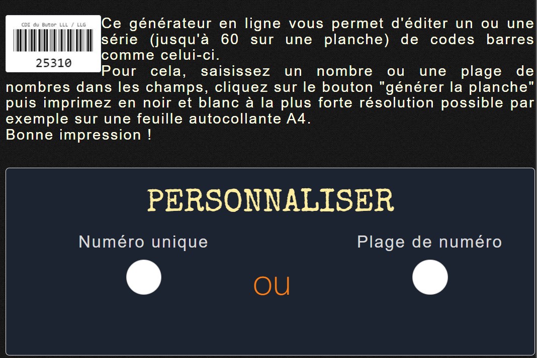 Générateur de codes barres
